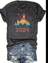 New Large 2024 Disney  Mickey Mouse Castle Rainbow Tshirt Disney Park Va... - $15.83