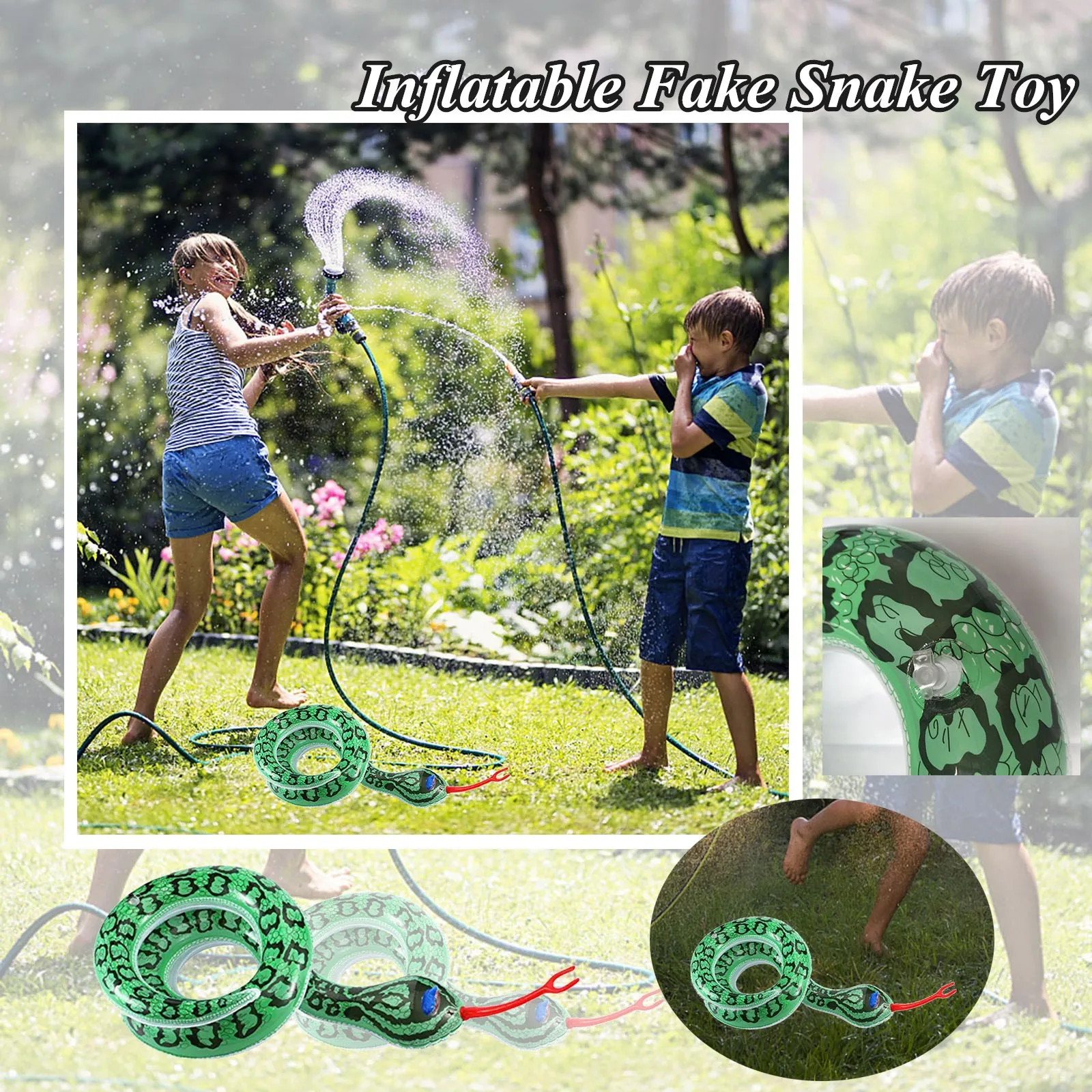 Funny Practical Jokes Toy Inflatable Snake Fake Snake Animal Pool Floats Blow Up - £14.48 GBP