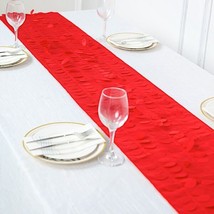 12&quot;&quot;X108&quot;&quot; Red Taffeta Table Runner 3D Leaves Petals Design Party Events Gift - £9.60 GBP