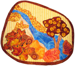 River in Autumn: Quilted Art Wall Hanging - £313.95 GBP