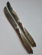 Dinner Knife 2 Count Stainless Floral Handle Vintage Cottagecore 8.63&quot; Long - £7.28 GBP