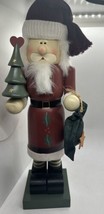 Santa Claus w/ Tree Christmas Winter Wooden Nutcracker Decoration 14&quot; - £23.35 GBP
