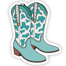 Teal Cowboy Boot Vinyl Sticker - $74.18 MXN