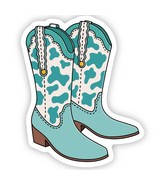Teal Cowboy Boot Vinyl Sticker - $3.96
