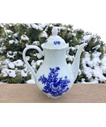 GERMAN PORCELAIN COFFEE POT ECHT COBALT FLORAL FINE PORCELAIN - £40.72 GBP