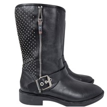 Steven Steve Madden Zain Black Leather Boots Silver Stud/Buckle/Zipper  7.5 - $37.62