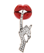 CELEBRITY LIPS Brooch Vintage Look Gold Plated Suit Coat Broach Cake Pin... - $16.18