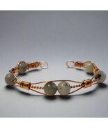 Handmade Wire Wrapped Copper Labradorite Cuff Bracelet – Natural Stone - $34.49 CAD