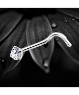 925 Sterling Silver Nose Stud Scew Pin 1.5mm Clear Crystal Bezel Set Jew... - $179.80 MXN