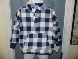 CARTER&#39;S BLUE/WHITE PLAID CHECK FLEECE PULLOVER SIZE 2T BOY&#39;S NEW - £14.58 GBP