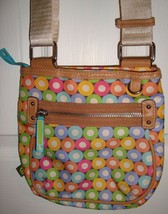 Lily Bloom Multi-Colored Dots Small Crossbody Purse Canvas Zippered Circ... - $21.95