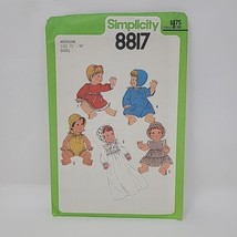 Simplicity Sewing Pattern 8817 Vintage Wardrobe 15-16&quot;  Baby Doll Clothes Dress - £7.77 GBP