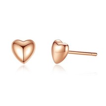 ELESHE Genuine 925 Sterling Silver Petite Heart Stud Earrings for Women Silver S - £10.73 GBP