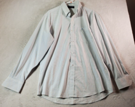 TAILORBYRD Shirt Men Large Blue White Polka Dot Long Sleeve Collared Button Down - £12.09 GBP