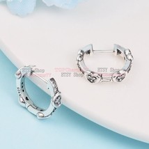 2023 Valentine&#39;s Day 925 Sterling Silver Radiant Sparkling Hearts Hoop Earrings - £14.75 GBP