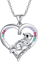 Mothers Day Gifts for Mom Wife, Mother Daughter Otter Necklace Cute Animal Jewel - £34.47 GBP