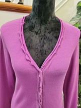 Bloomingdale&#39;s Basler Women&#39;s Purple Cotton Long Sleeve V-Neck T-Shirt S... - $40.00