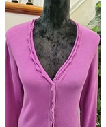Bloomingdale&#39;s Basler Women&#39;s Purple Cotton Long Sleeve V-Neck T-Shirt S... - £31.87 GBP