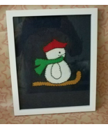 Primitive Framed  Snowman Skiing Lodge Hanging Wall Art Mantle Decor  Ha... - £25.15 GBP