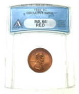 1999 1C Lincoln Cent Broadstruck Mint Error ANACS MS66 Red Uncirculated - $4,043.31 MXN