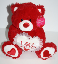 Walmart Red Plush Valentine Teddy Bear White Love Heart Soft Toy Stuffed New Tag - £10.79 GBP