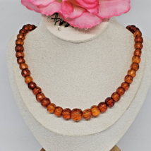 Vintage Natural Graduated Faceted Baltic Amber Beaded Choker Necklace 16&#39;&#39; - £31.82 GBP