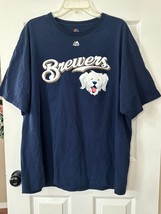 MLB Majestic Milwaukee Brewers - Hank K9 T-Shirt, Blue Size 2XL - £9.68 GBP