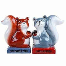 Squirrel Family Tree Full of Nuts Magnetic Salt and Pepper Shaker Set Decor - £13.58 GBP