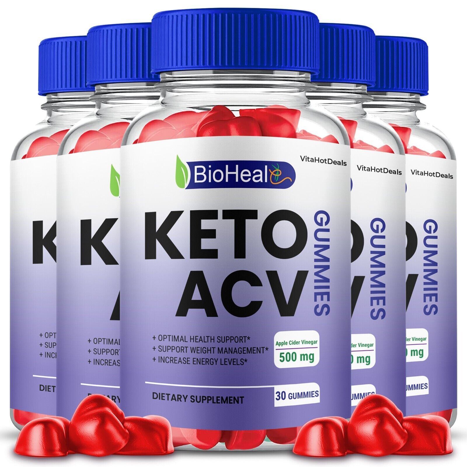 5 Pack BioHeal Keto ACV Gummies Apple Cider Vinegar Max Strength