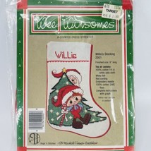 Wee Winsomes Willie&#39;s Stocking Santa Tree Cross Stitch Stocking Kit New 9&quot; - $13.67
