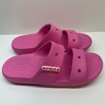 CROCS Classic 2 Strap Sandals Pink Womens Sz 9  Mens Sz 7  Flat Slip On - £15.56 GBP