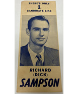 Richard (Dick) Sampson Republican for County Clerk Campaign Pamphlet - £7.74 GBP