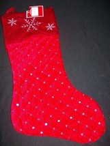 Red Velveteen Silver Sequin Embroidered Snowflake Christmas Stocking Hol... - $29.99