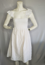 New AQUA Smocked Eyelet Midi Dress White - Medium - $31.68
