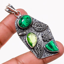 Malachite Green Amethyst Gemstone Handmade Fashion Pendant Jewelry 2.70" SA 447 - £4.69 GBP