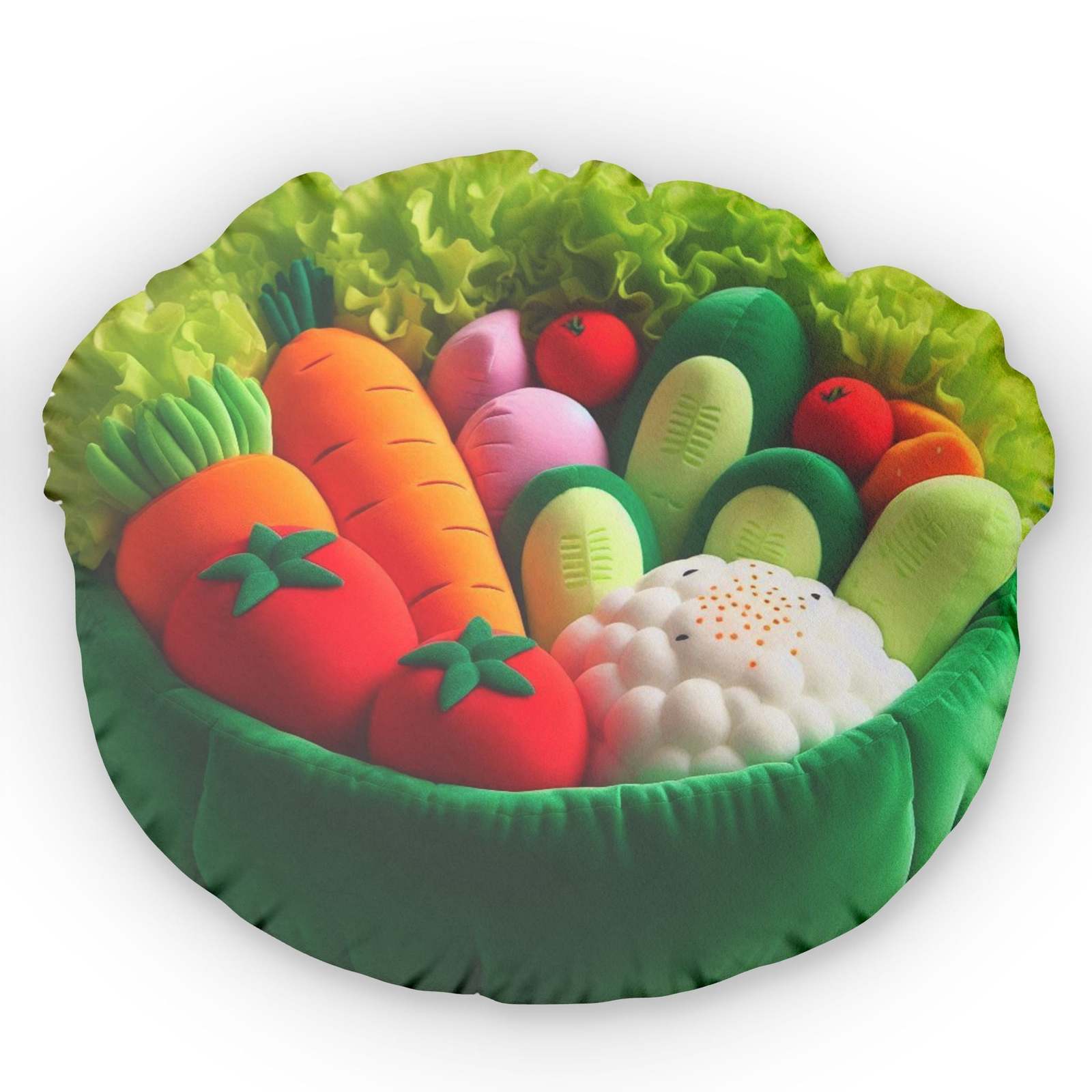 Salad Bowl, Vegetable Dish Platter, Food Plush Shaped Pillow - $44.67+