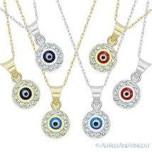 Evil Eye 14k Gold Pendant Turkish Nazar Greek Mati Charm Hamsa Kabbalah Necklace - £94.35 GBP