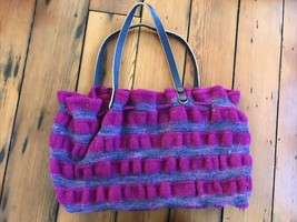 Handmade Funky Hippy Magenta Purple Boiled Boucle Wool Tote Bag Purse La... - $39.99