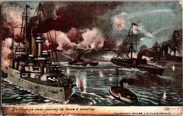 Vtg Postcard, Battleships Endeavoring to force a landing. c1906 - £7.64 GBP