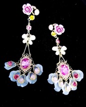 Rose Chandelier Earrings, Gift for Her, Bridesmaid Rhinestone Earrings, ... - £32.62 GBP