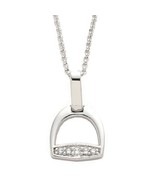 Rhodium Stirrup Necklace and Earring Set NEW cubic zirconia - $26.05 CAD