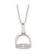 Rhodium Stirrup Necklace and Earring Set NEW cubic zirconia - £15.12 GBP