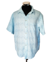 Roundtree &amp; Yorke Casual Shirt Men&#39;s Size X Large  Aqua Linen Blend Button Front - £17.40 GBP