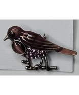 Brooch Pin Bird Fashion Jewelry Mauve Pink Faux Jewels 1.75&quot; wide - £9.36 GBP