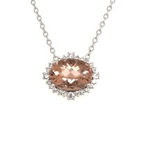 Natural Morganite Diamond Necklace 18 14k 10.67 TCW Certified $6,950 215433 - £3,092.59 GBP
