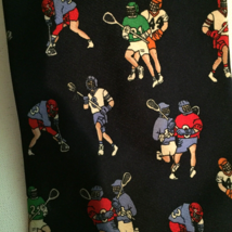 Alynn neck tie &quot;Lacrosse&quot; print  100% silk made in USA 60 ins long dark ... - £12.28 GBP