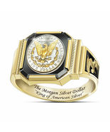 Elvis Presley TCB Concert Eagle Flag Coin American Gold Plated Ring Mens... - £14.93 GBP