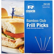 Royal Paper 4&#39;&#39; Bamboo Frilled Club Food Pick with Assorted Colors (1000... - £7.28 GBP