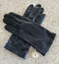 Lord &amp; Taylor Vintage Black Leather Silk Lined Gloves (7) NWT - $37.39