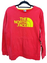 The North Face Sweatshirt Large Mens Red Yellow Logo Long Sleeve Raw Neck Line - £26.39 GBP